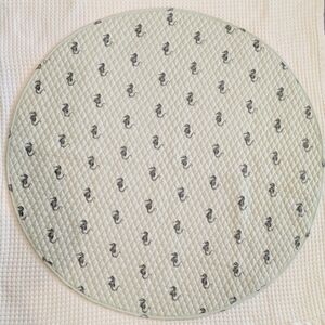 Kate Quinn Bamboo Round Quilted Baby Playmat Seahorse Print Seafoam Cottagecore